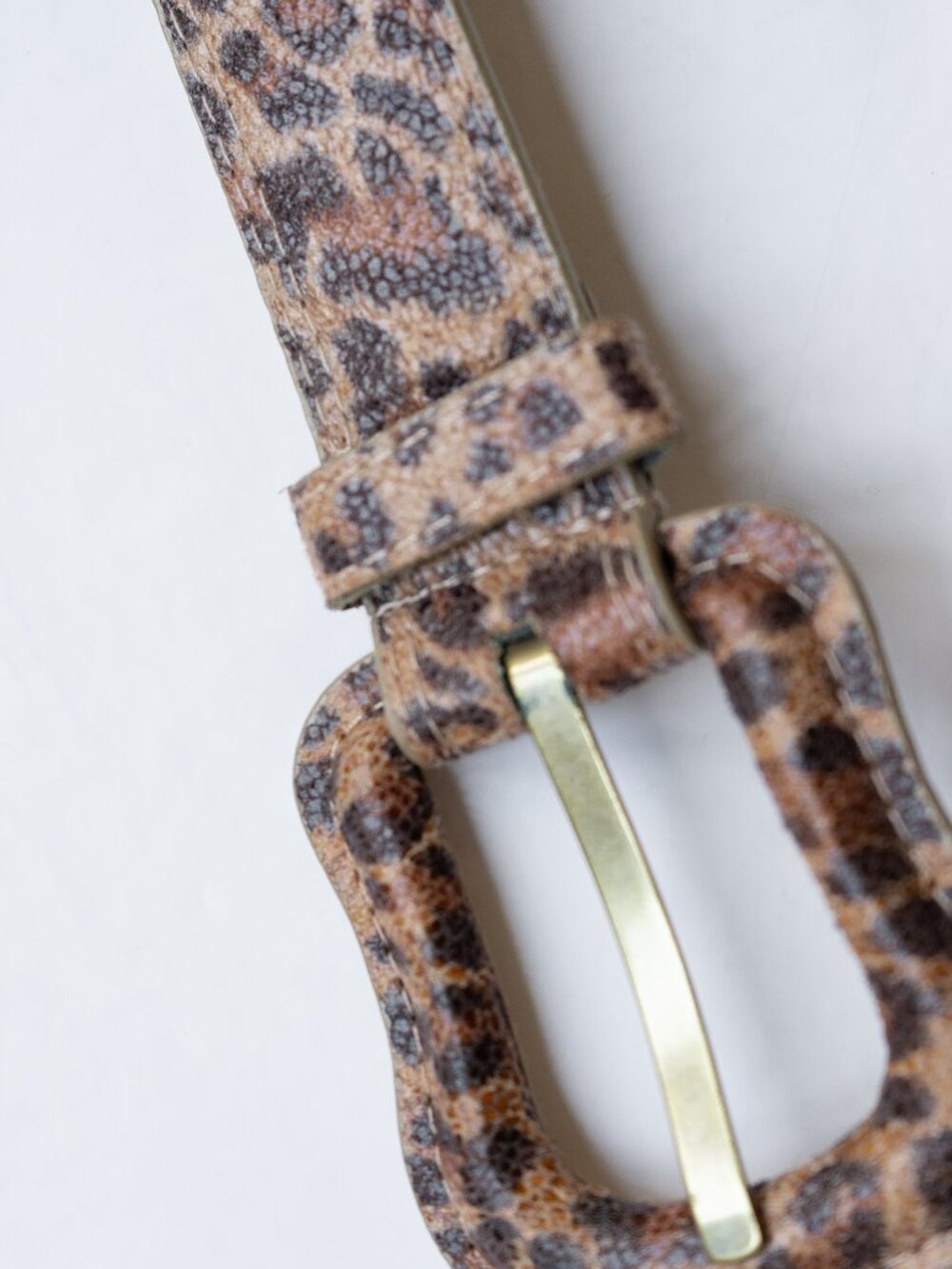 Steve Madden Leopard Print Belt Vintage Y2k Large Buckle Fabric Leather Belt - Picture 4 of 7